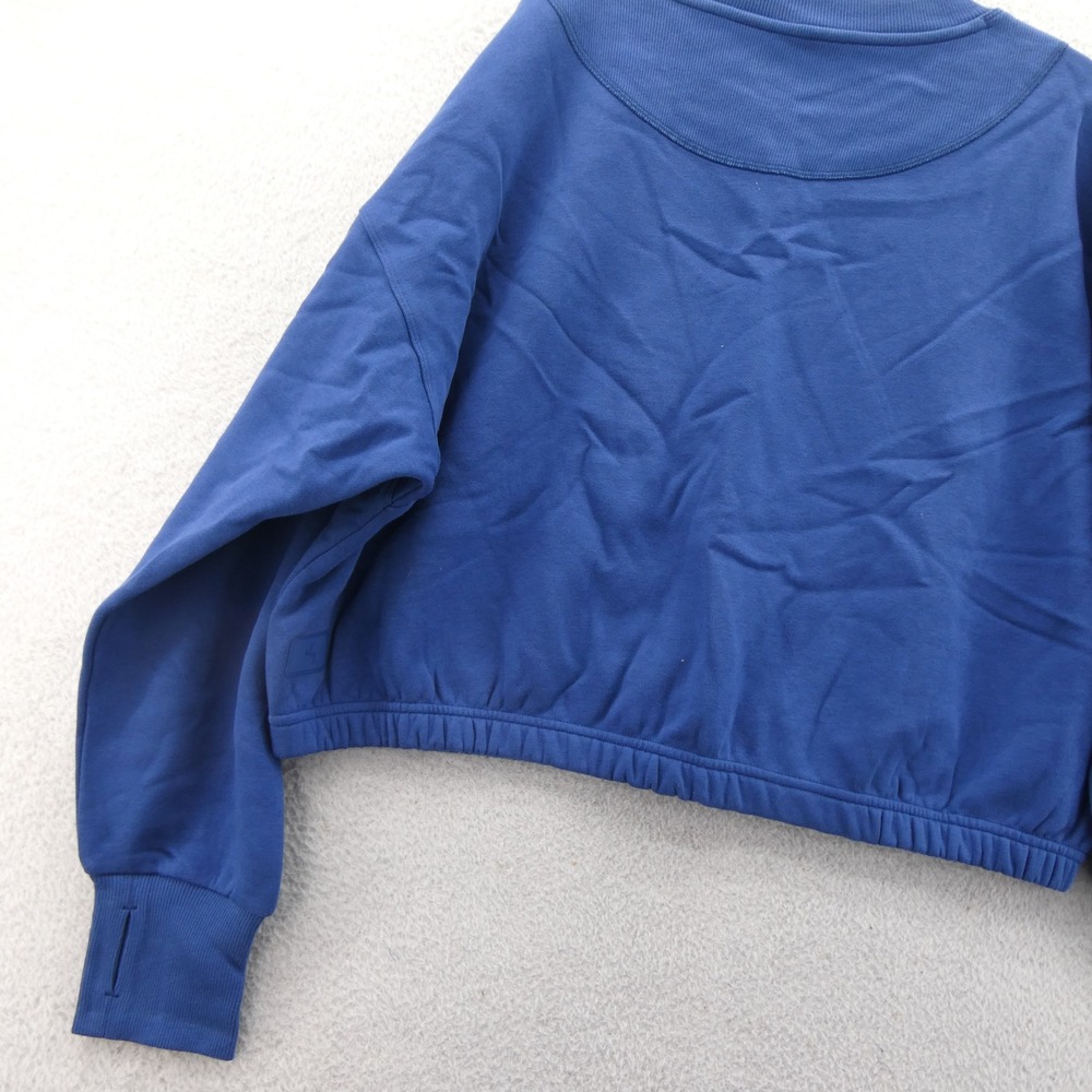 JoyLab Sweatshirt Womens Large Boxy Fit Blue Cropped Elastic Waist Thumbhole New - Picture 8 of 9